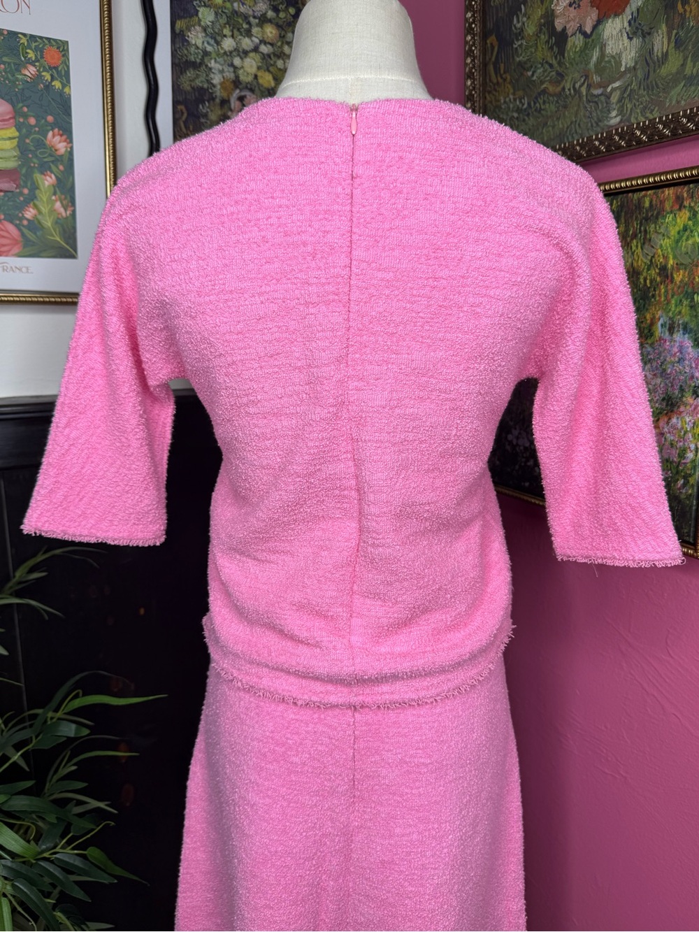 Zara Pink Structured Jacquard Top & Midi Skirt Set Sz S - Picture 6 of 14